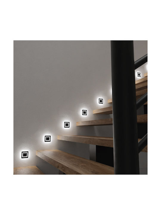 Eko Light Φωτιστικό Τοίχου με Ενσωματωμένο LED και Φυσικό Λευκό Φως Μαύρο
