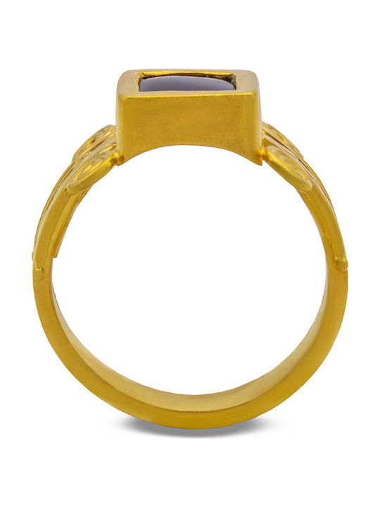 Savvas Design Herren Ring mit Steinen aus Gold 22K