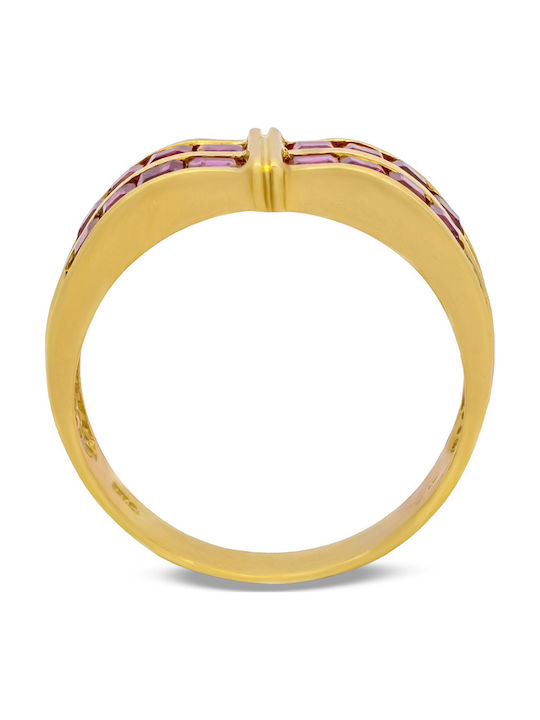 Savvas Design Ring with Stones made of Gold 18K