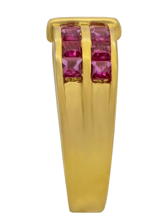Savvas Design Ring with Stones made of Gold 18K