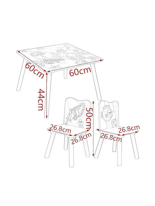 Set Masă cu Scaune pentru Copii pentru Desen din Lemn Multicolor