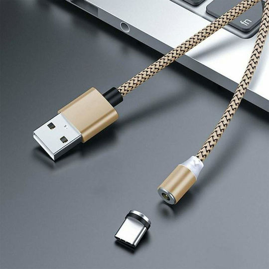 Siks 3в1 Магнитен Кабел за Зареждане Lightning Micro-usb Type-c Златен