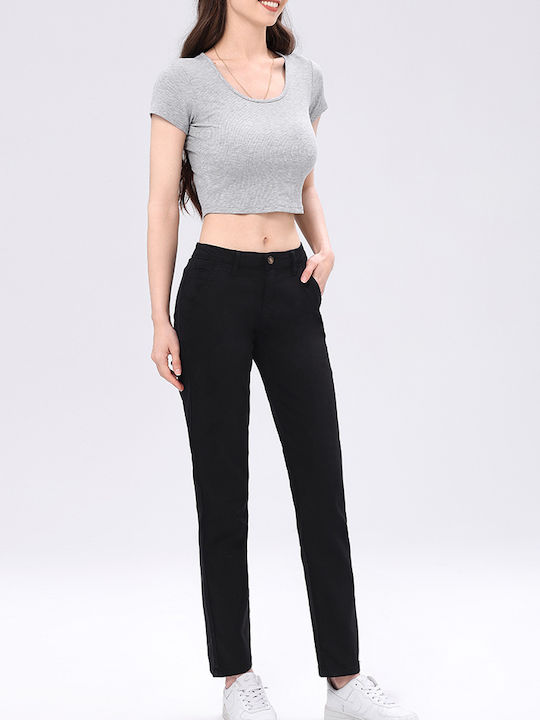 Γυναικείο Capri Chino Παντελόνι Βαμβακερό σε Skinny Εφαρμογή Μαύρο