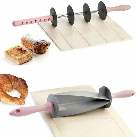 Set de Rulat Aluat, Tăietor de Aluat Extensibil, Siks 4 Role de Tăiere, Roz Gri