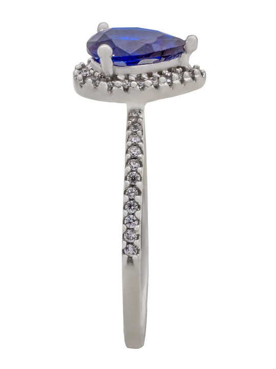 Savvas Design Damentagring mit Zirkon aus Weißgold 14K DACH02316