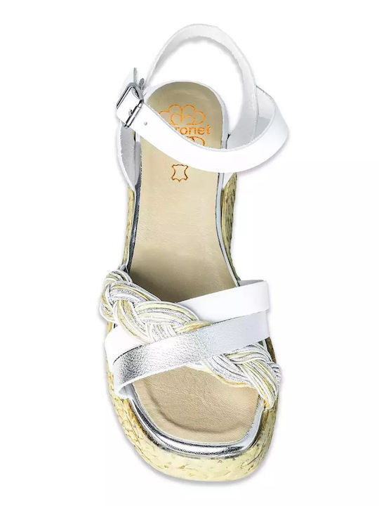 Platforme dama în Tip Espadrile Albă