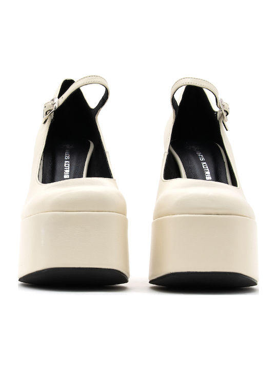Makis Kotris Leder Pumps Ecru Makis Kotris Leder Pumps Ecru