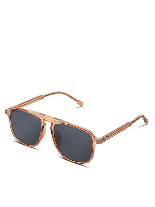 Smooder Unisex Sonnenbrille mit Beige Kunststoff Gestell und Gold Linse KAS03