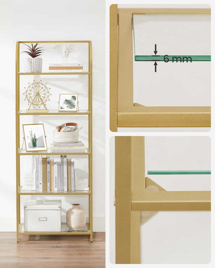 Bücherregal Gold 60x30x159.2cm