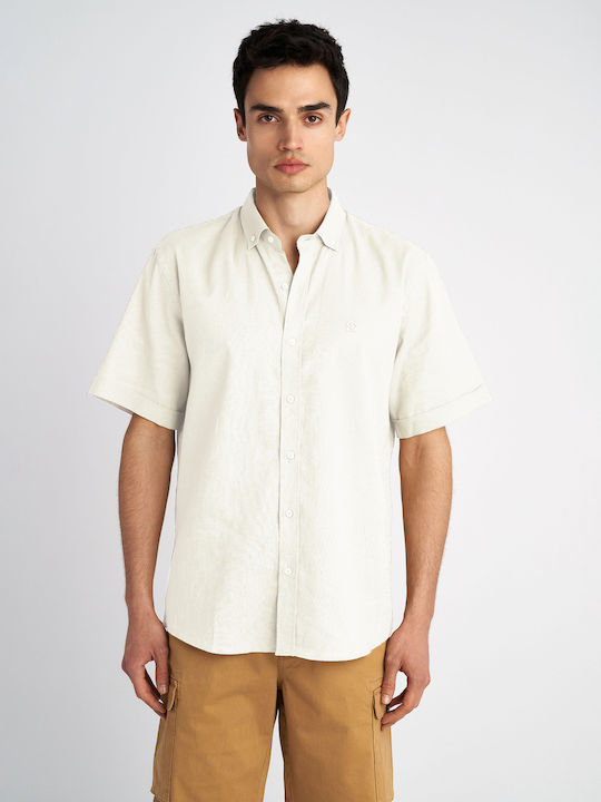 Darrel Short-sleeved Linen Shirt White
