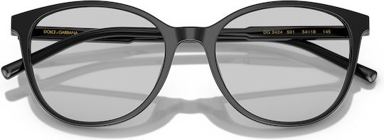 Dolce Gabbana Dg3425 501 Women's Eyeglass Frames Plastic Black 52 Mm