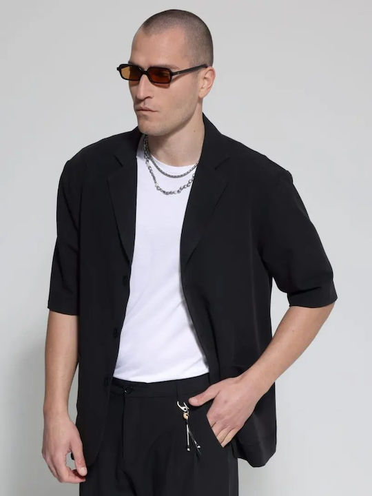 Sacou bărbați cu croială strâmtă Black