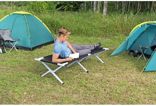 Foldable Campaign Guest Bed Aluminum Single Blue 190x64x42cm