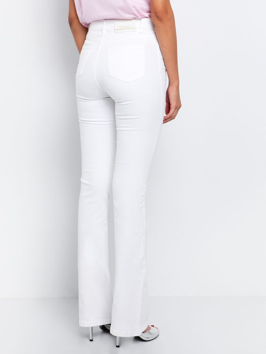 Women's Jean Trousers Flared Mid Rise White