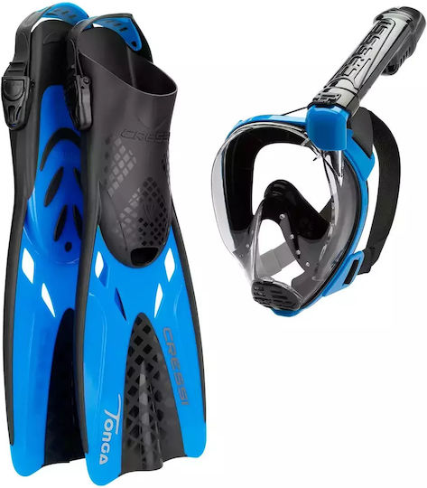 Cressi Baron + Tonga Black Blue Diving Set Size L-xl