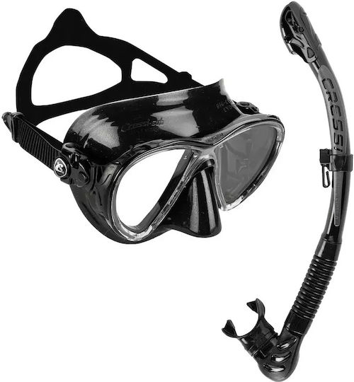 Cressi Big Eyes Evolution + Alpha Ultra Dry Black Black Diving Set