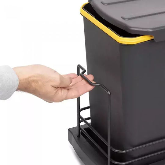 Emuca Recycling Bin for Cabinet Plastic with Swing Lid Grey 24lt
