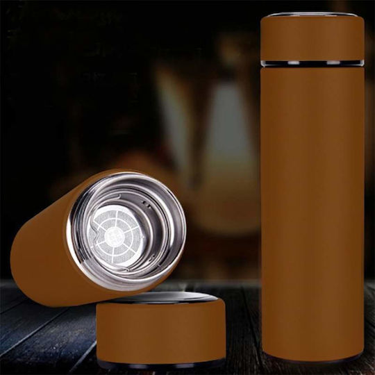 Μπουκάλι Θερμός Ανοξείδωτο 500ml Brown
