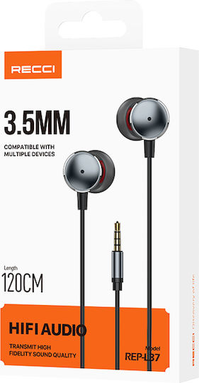 Recci REP-L37 In-ear Handsfree Ακουστικά με Βύσμα 3.5mm Ασημί