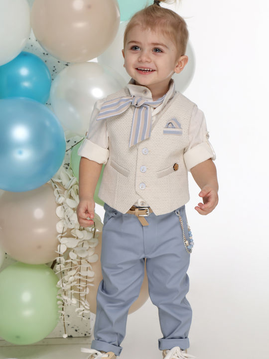 Baptism Suit for Boy Beige-Sky Blue A4751 Mi Chiamo Mc-25-a4751
