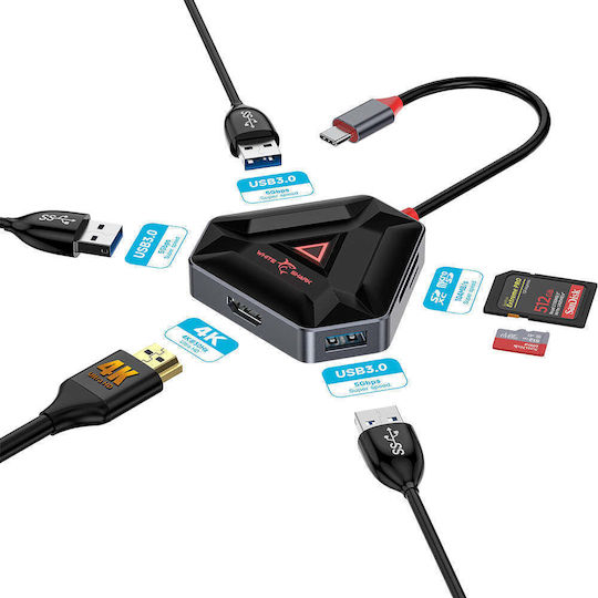 White Shark Hub 6 Θυρών USB 2.0 με σύνδεση USB-A