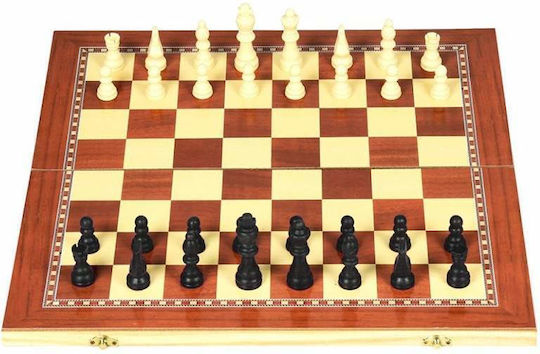 Joc 3 In 1 Siks Chess Checkers Wooden Box 40x20cm