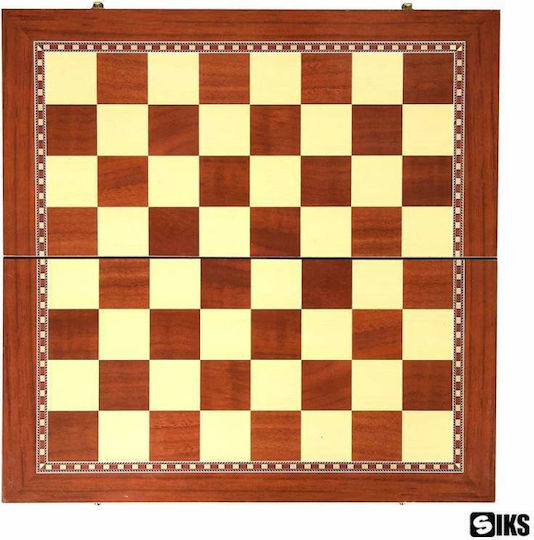 Joc 3 In 1 Siks Chess Checkers Wooden Box 40x20cm