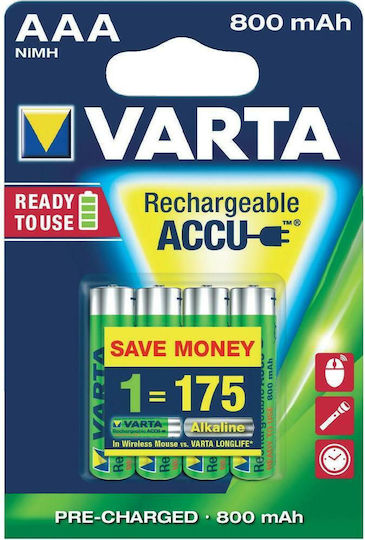 Varta Rechargeable Accu Επαναφορτιζόμενες Μπαταρίες AAA Ni-MH 800mAh 1.2V 2τμχ