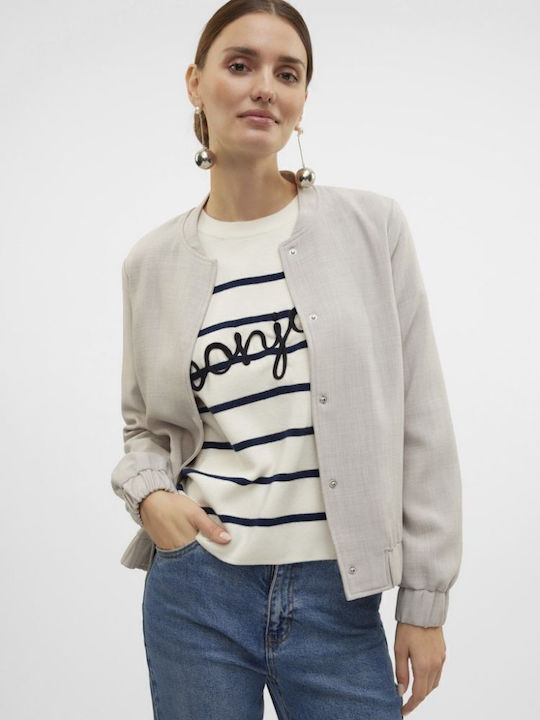 Women's Short Bomber Jacket for Spring or Autumn Vapour Blue/melange