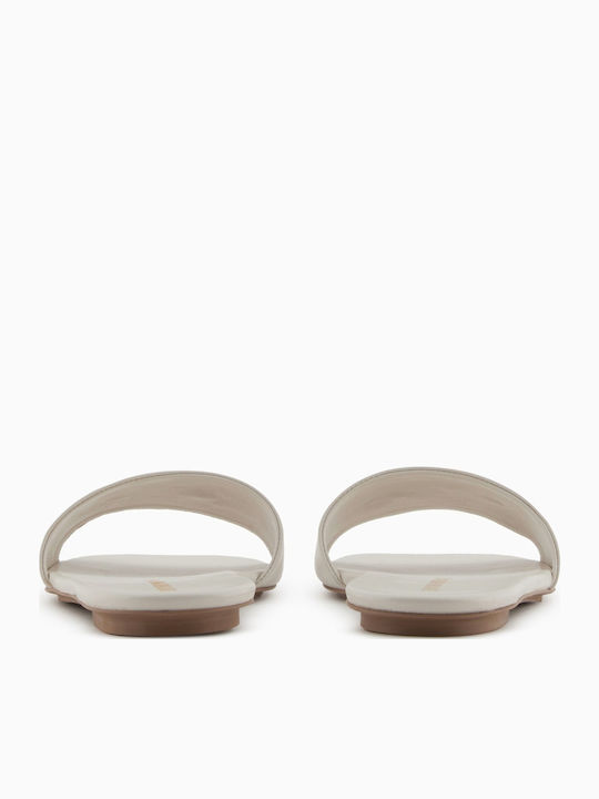 Leather Women's Flat Sandals in White Color