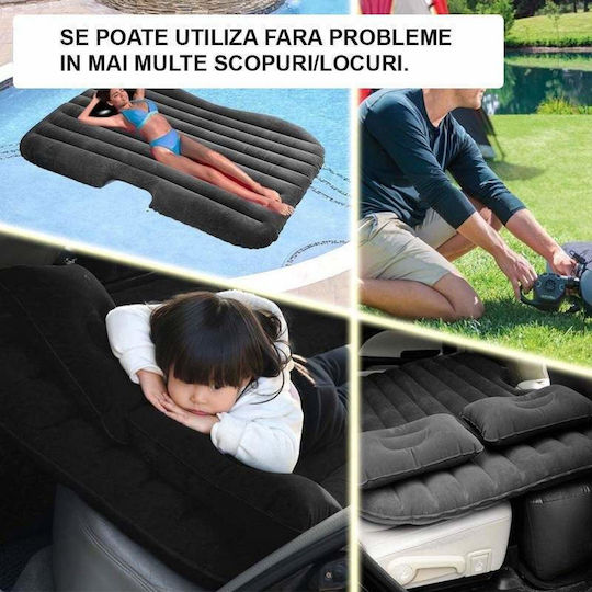 Saltea Gonflabilă pentru Mașină Siks Scaun Spate 2 Perne Incluse Pompă Negru