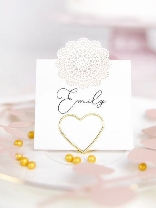 Heart Gold Place Card Holder 10 Pieces
