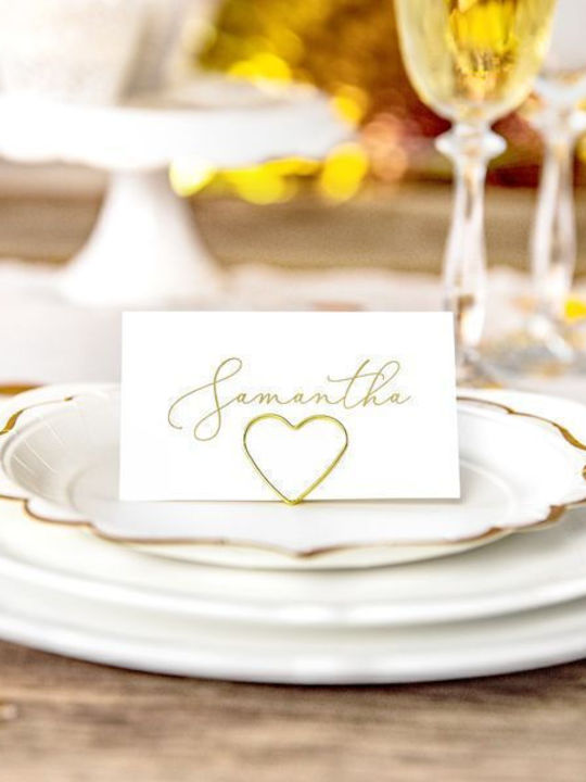 Heart Gold Place Card Holder 10 Pieces