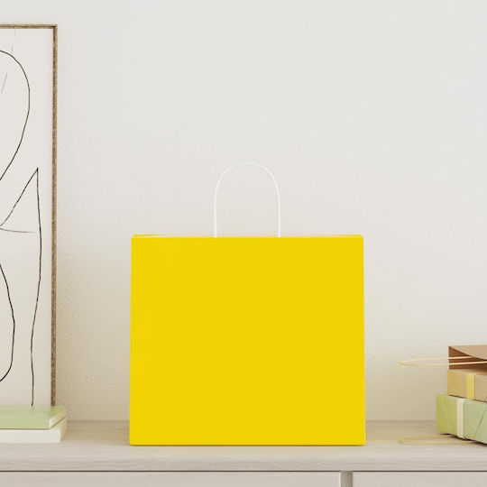vidaXL Χάρτινη Τσάντα για Δώρο Κίτρινη 32x28x22εκ. 250τμχ