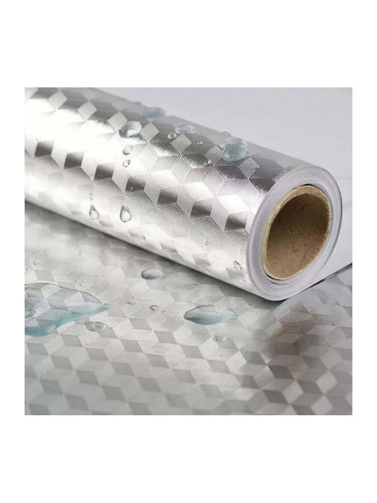 Rola de protecție autocolantă pentru blat de bucătărie Siks, impermeabilă, 61 x 300 cm, argintie