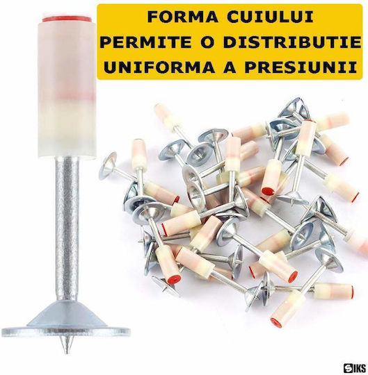 Set de cuie cu vârf de ciupercă Siks, pistol autopropulsat, 200 bucăți, 7,2 mm, alb argintiu