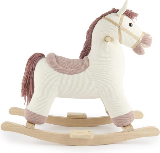 Bieco Fabric Rocking Toy Horse for 12+ months with Max Load Capacity 26kg White