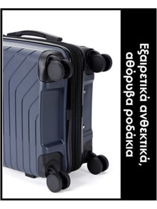 Lavor Large Hard Blue Travel Suitcase with 4 Wheels Height 75cm