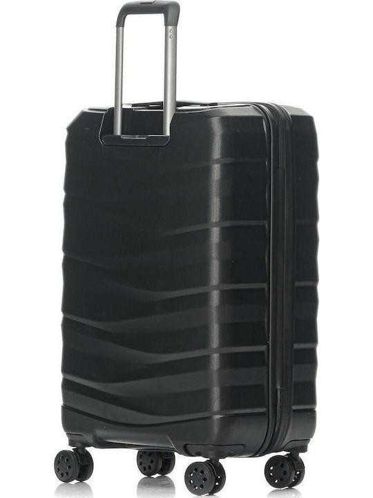 Stelxis Medium Hard Black Suitcase With 4 Wheels Height 67cm