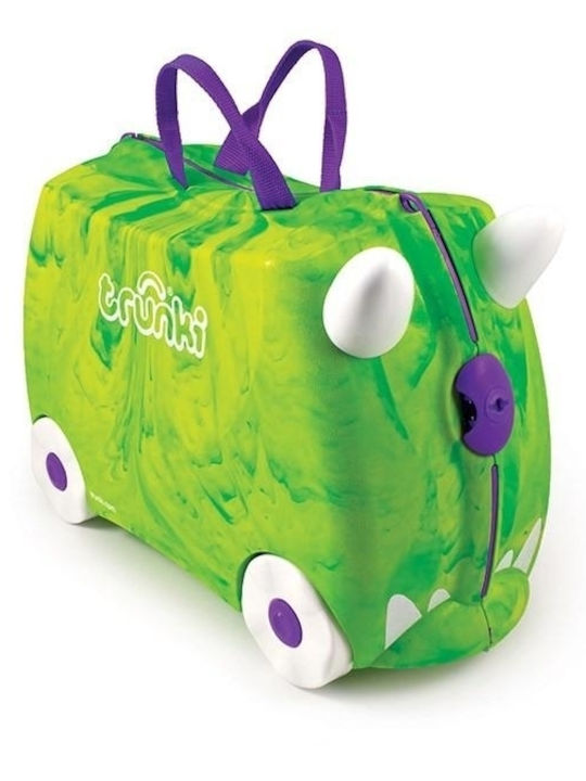Trunki Trunkisaurus Rex Детски Куфар За Пътуване Кабинен Твърд Зелен С 4 Колела Височина 31см