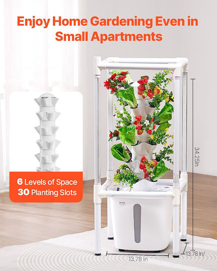 Vevor Hydroponic Growing System Grow Light 30 Pods Hydroponic Tower Garden