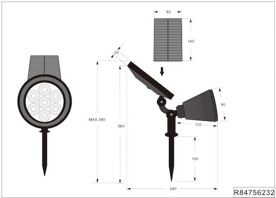 Trio Lighting Καρφωτό Ηλιακό Φωτιστικό 1W