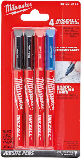 Milwaukee Inkzall Permanent Markers 0.6mm Multicolour 4pcs