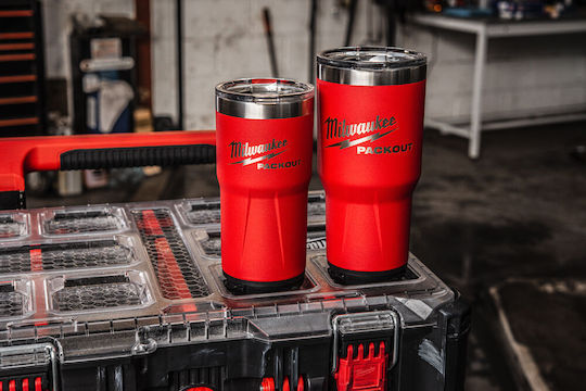 Milwaukee Packout Glass Thermos Stainless Steel 591ml Red with Mouthpiece