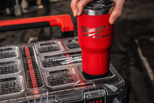 Milwaukee Packout Glass Thermos Stainless Steel 591ml Red with Mouthpiece