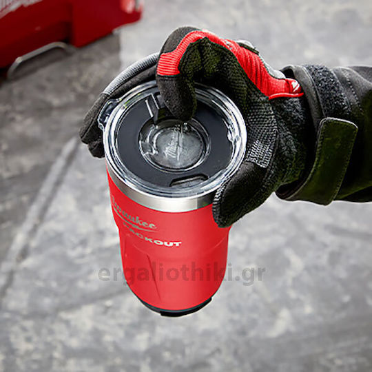 Milwaukee Packout Glass Thermos Stainless Steel 591ml Red with Mouthpiece