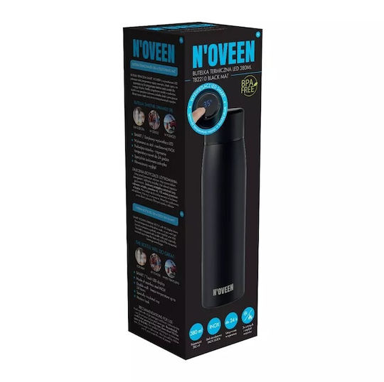 N'Oveen Bottle Thermos Stainless Steel BPA Free 380ml Black