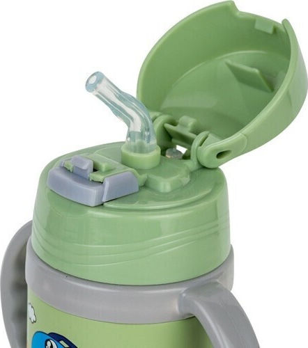 Nava Ποτήρι Θερμός Ανοξείδωτο 300ml Nava We Care Πράσινο με Καλαμάκι