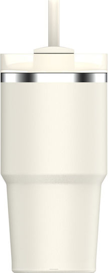 Stanley Quencher H2.0 FlowState Stainless Steel Thermos Glass BPA Free 590ml Cream with Straw