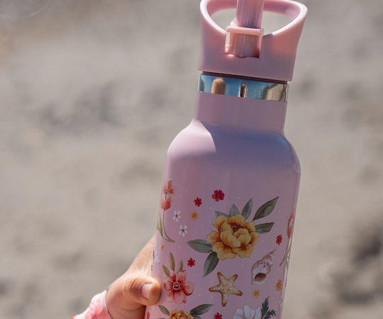 Filibabba Ocean Kids Water Bottle Stainless Steel with Straw Gray 350ml